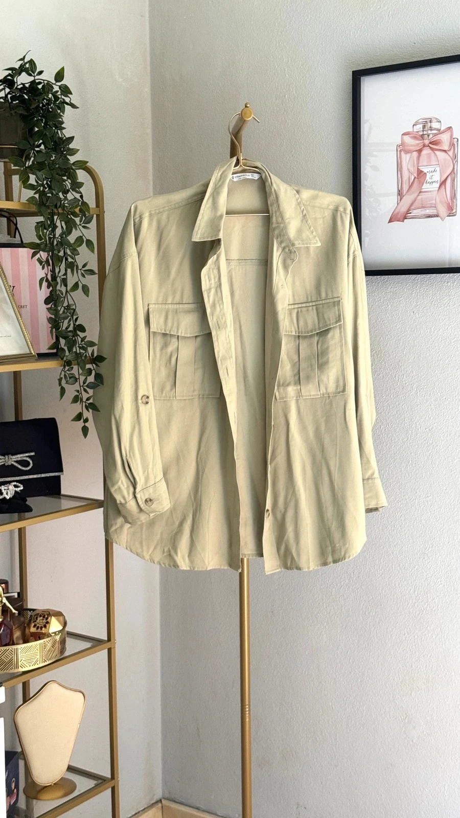 Lindo Sobre-camisa / Casaco Verde Menta Stradivarius • L • TNC50